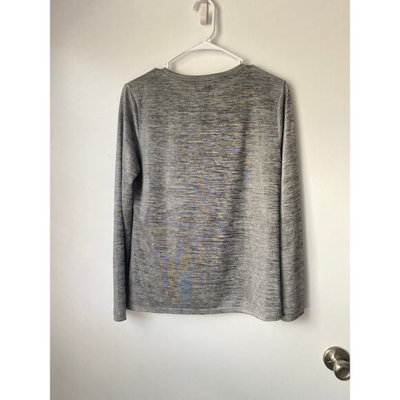 DKNY Gray Long Sleeve Ribbed Knit Top S Minimalist Capsule Wardrobe Street Style - Picture 4 of 16